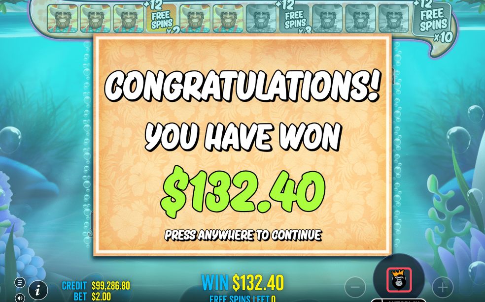 Vinst i Free Spins efter insamling med fiskerimannen